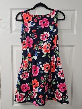 Vince Camuto Navy Mini Dress with Pink & Coral Floral Print
